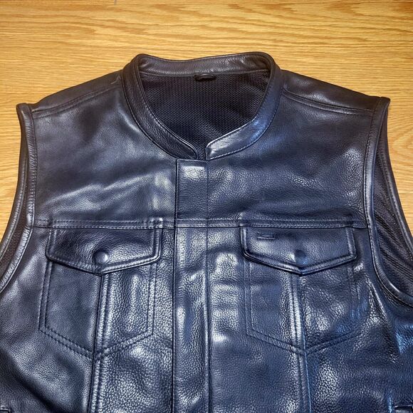First Classics Platinum Label Leather Motorcycle Vest Sz XXL Black Carry/Conceal - Picture 3 of 16